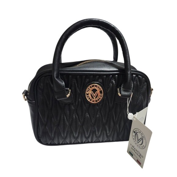 Valentino Orlandi Black Quilted Leather Zip Crossbody Purse NWT $199 [jb] - Picture 2 of 14